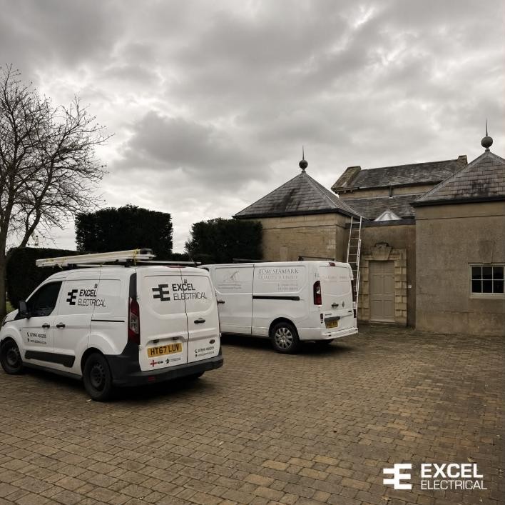 Excel Electrical vans on site at a country estate